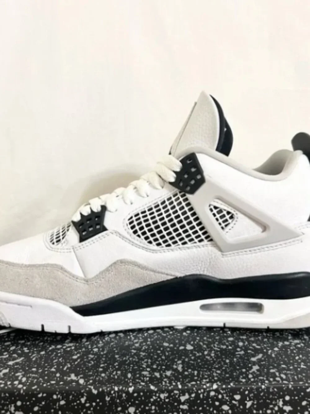 Air Jordan 4 Military Black Retro Mens White Sneakers